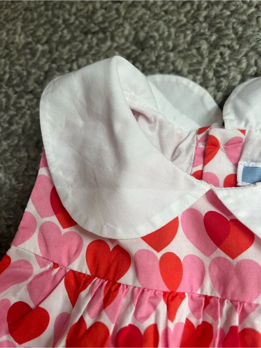 Jacadi Heart Print Sleeveless Peter Pan Collar Dress